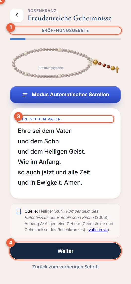 Geführter Rosenkranz mit Zähler für das Gegrüßet seist du, Maria