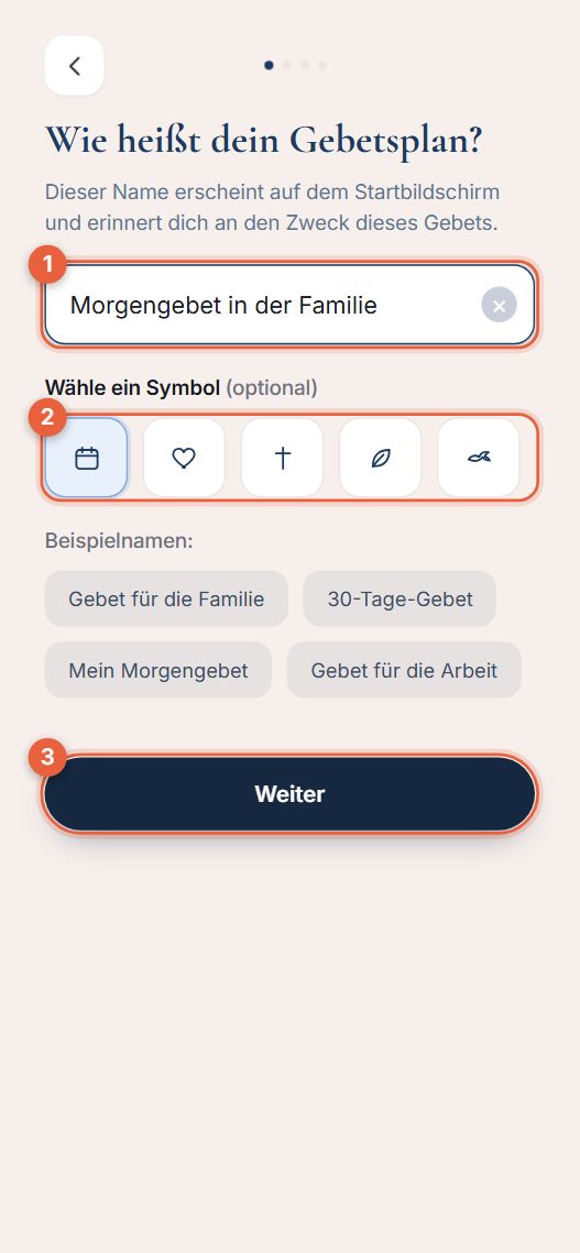 Schritt 1: den Plan benennen