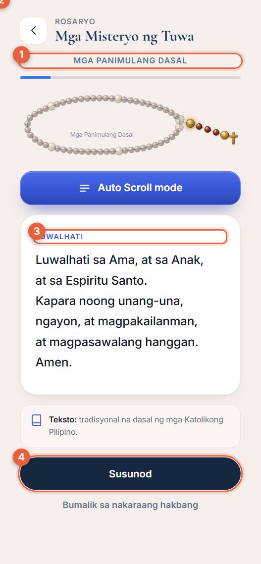 Rosaryong may gabay at bilang ng Aba Ginoong Maria