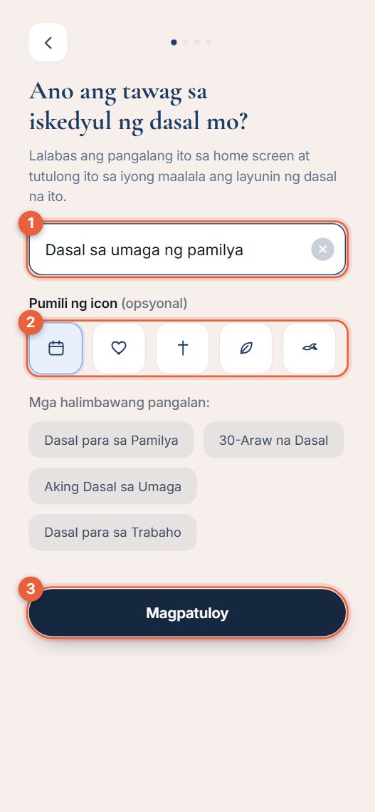 Hakbang 1: pangalanan ang iskedyul