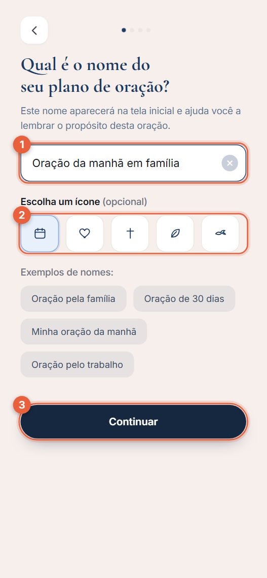 Passo 1: dê um nome ao plano