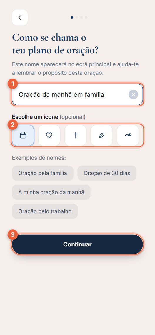 Passo 1: dá um nome ao plano