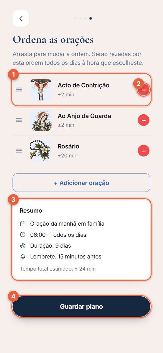 Passo 4: ordem e gravação